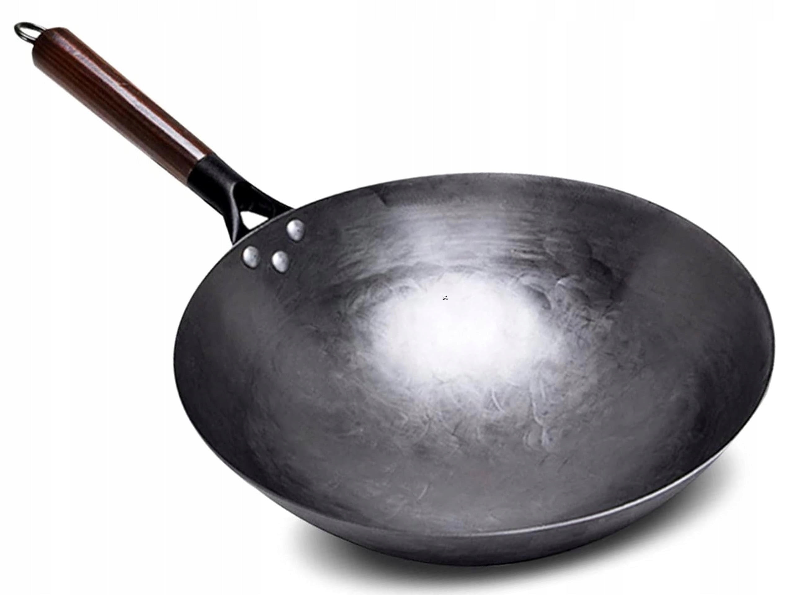 WOK CHINESE FORGED STEEL PAN DEEP CHINESE WOODEN HANDLE 32CM