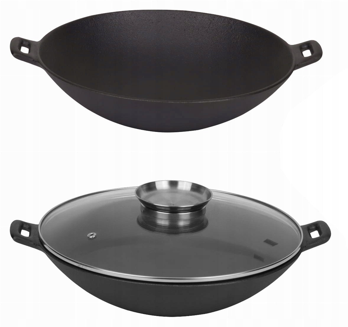 WOK Cast Iron Pan 31cm with Lid INDUCTION GAS Packaging status original