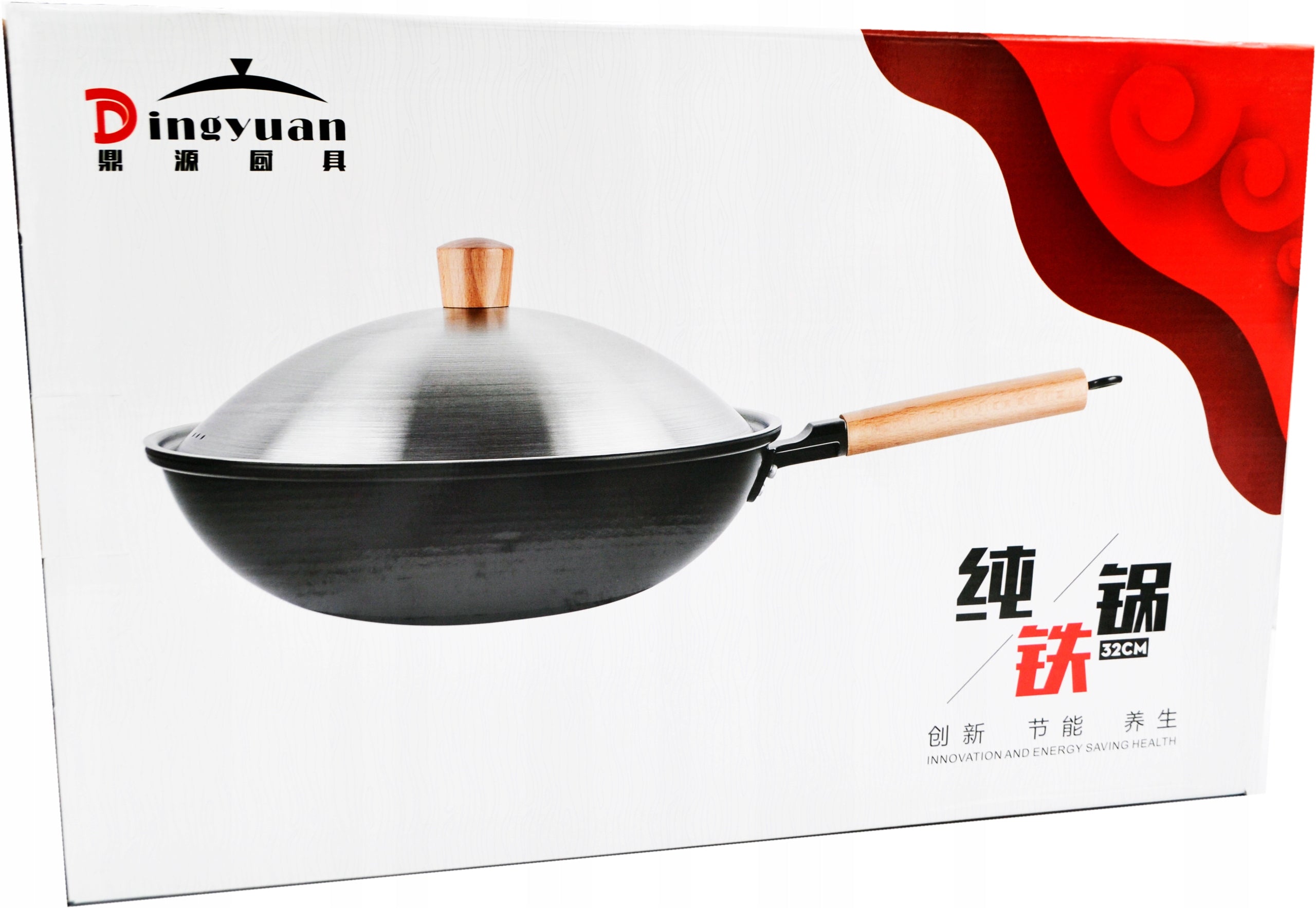 WOK PAN 33CM STEEL CHINESE DEEP WITH LID FOR ASIAN DISHES EAN (GTIN) 5904844948922