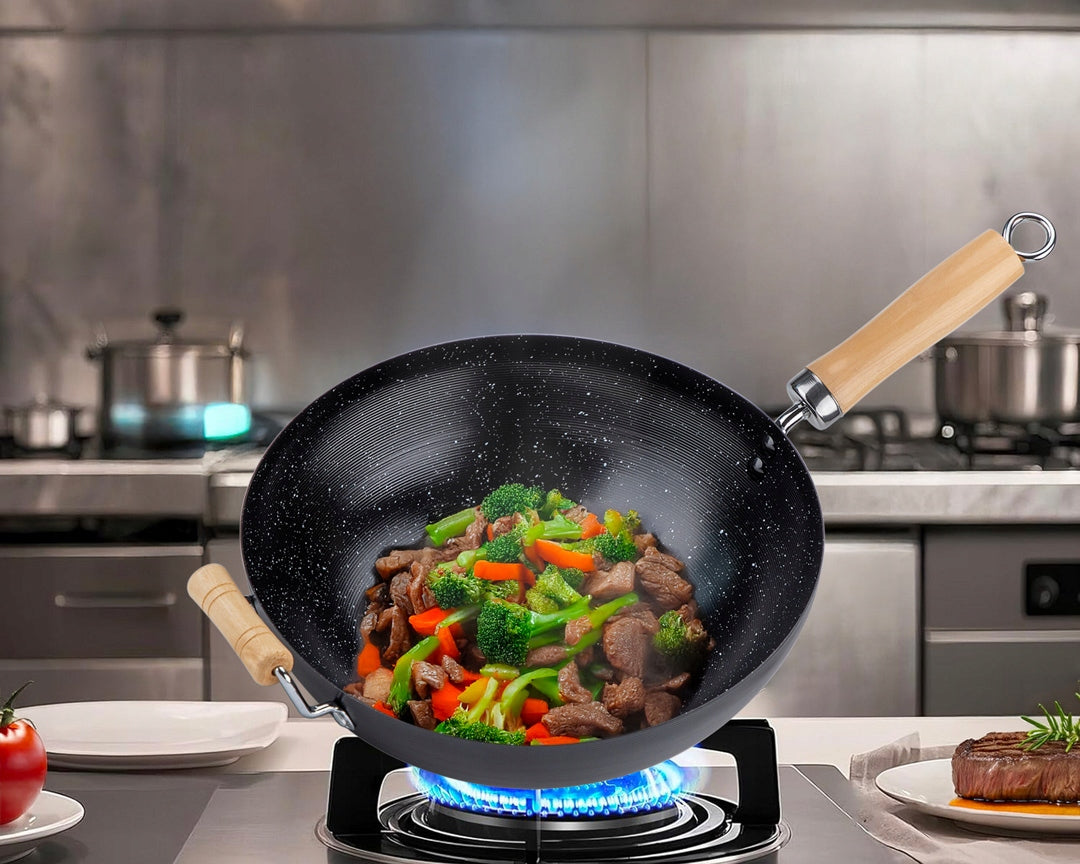 WOK STAINLESS STEEL WOK PAN 30 cm DEEP INDUCTION GAS Manufacturer code 7918