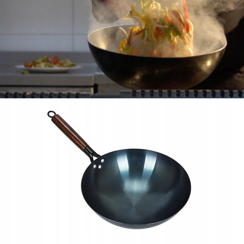 WOK STEEL CHINESE HAND FORGED PAN WITH iron 36CM Manufacturer code OL5D467