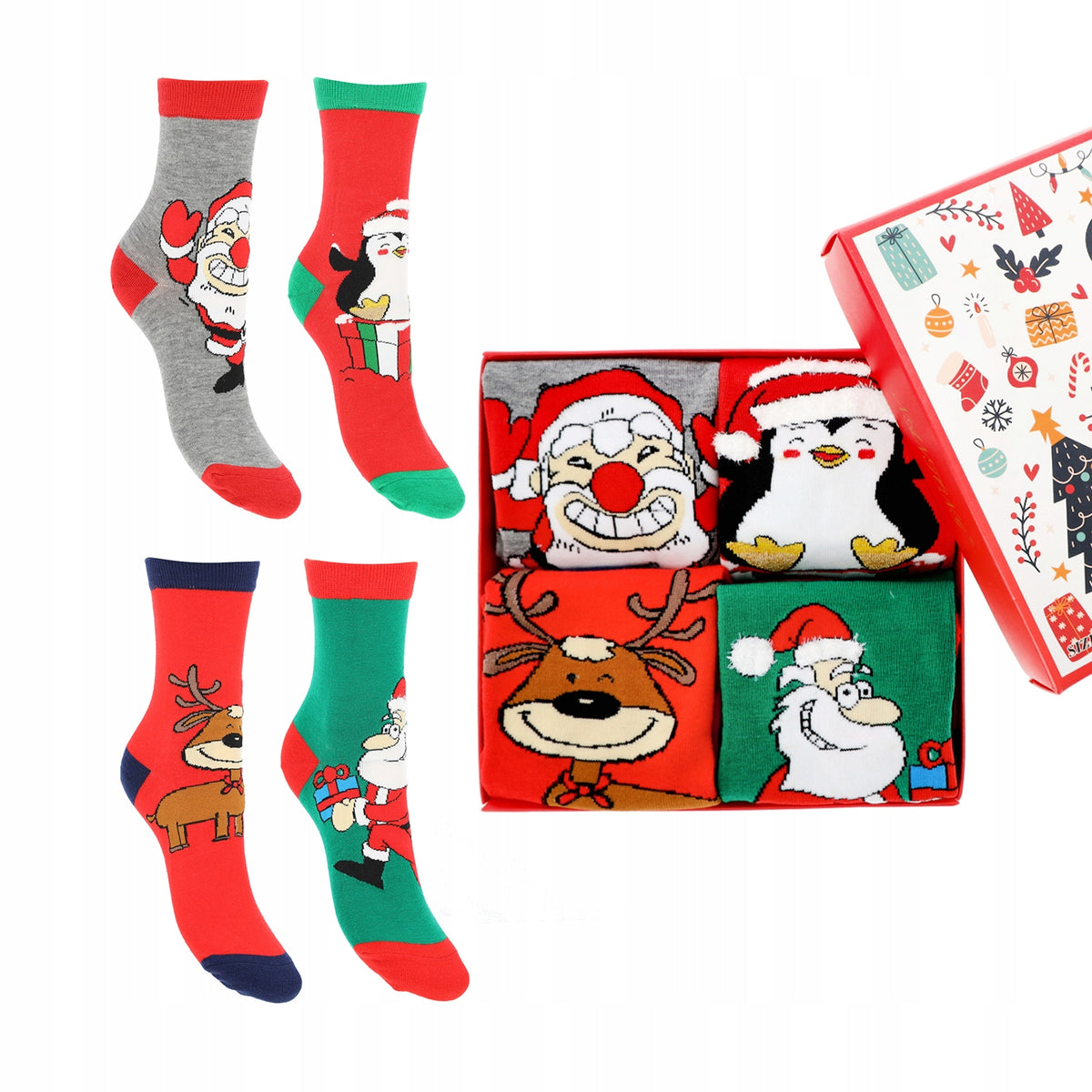 WOMEN'S CHRISTMAS SOCKS AS A GIFT, 4 PAIRS