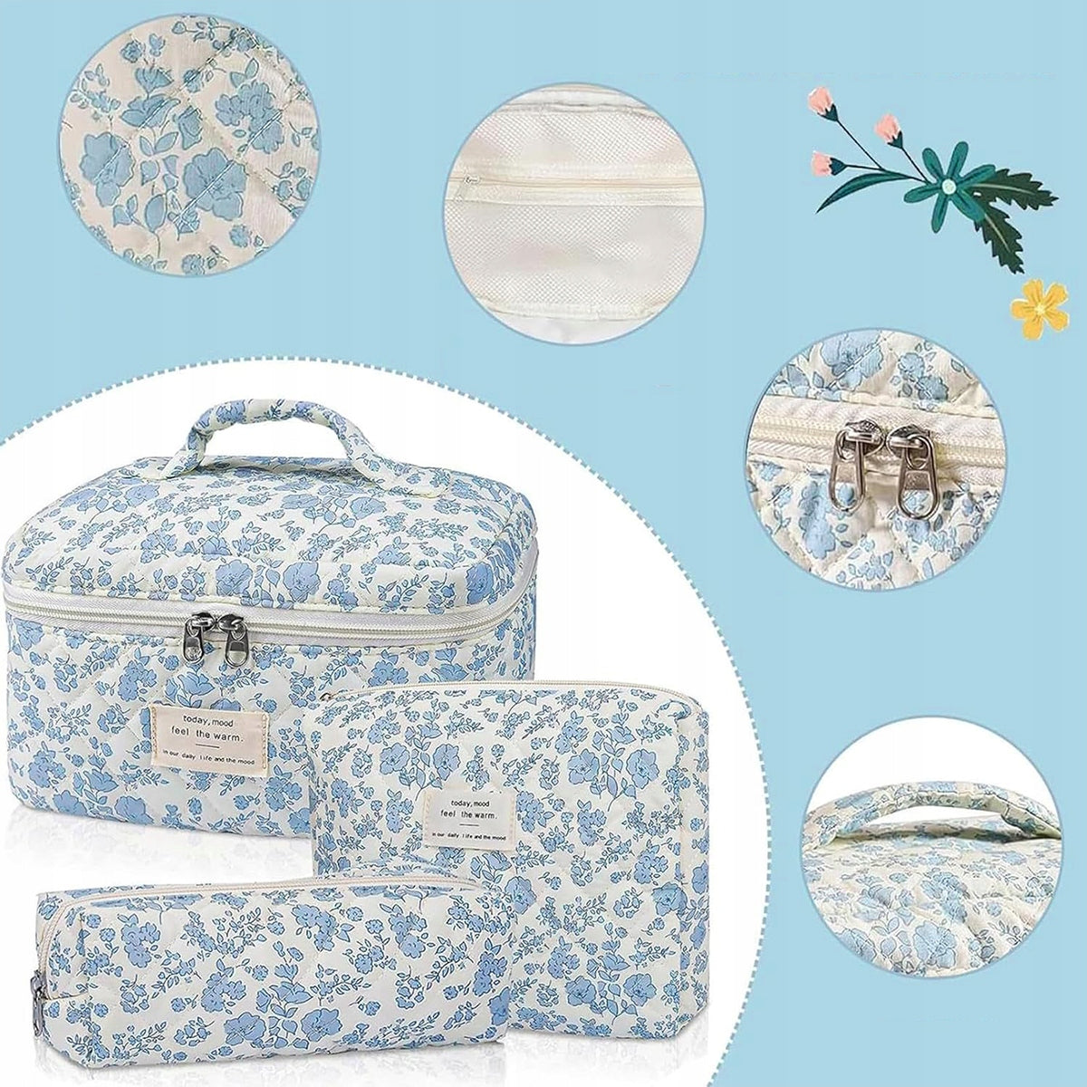 WOMEN'S COSMETIC BAG FOR GIRLS LARGE TRAVEL SET 3pcs LARGE AND SMALL Brand no brand