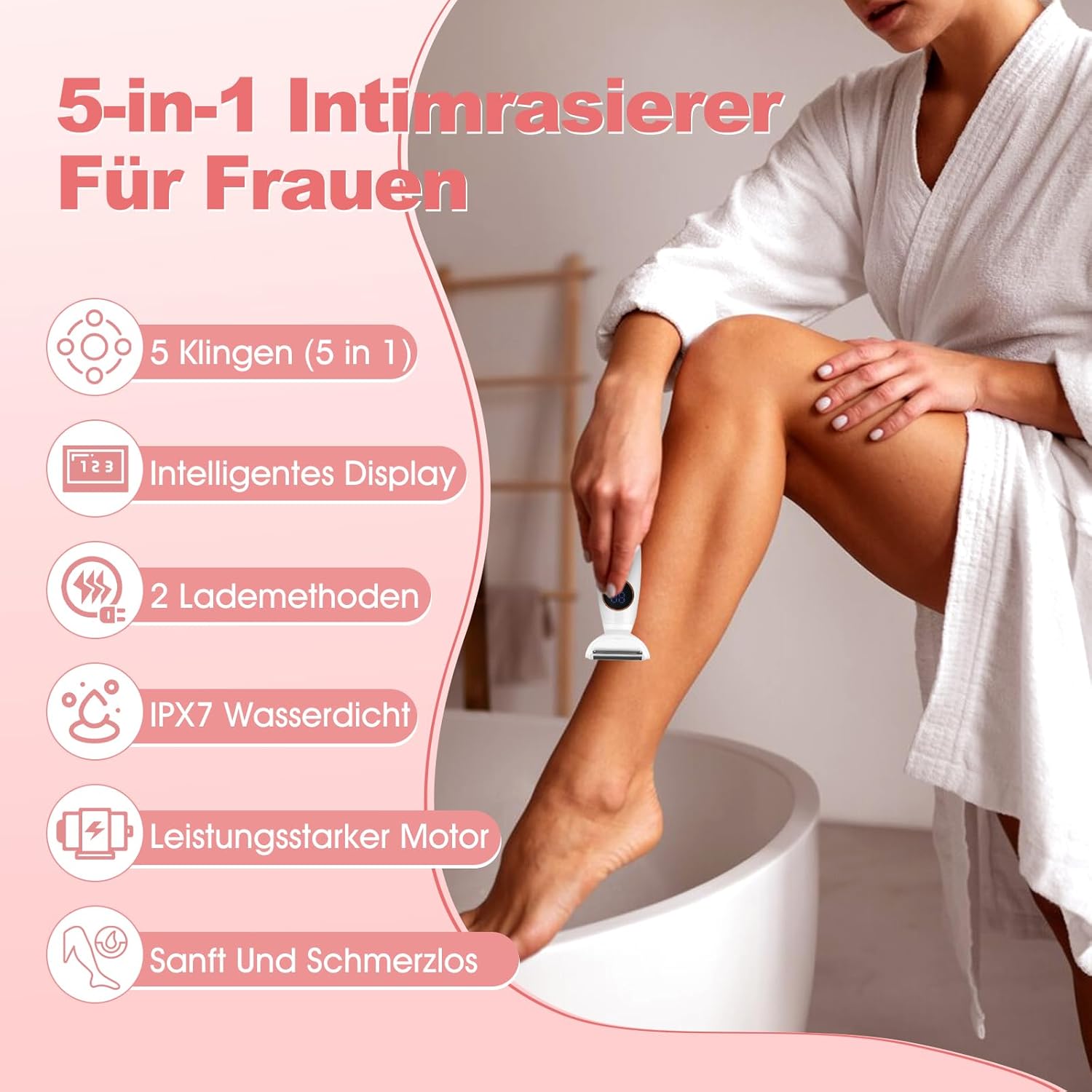 WOMEN'S ELECTRIC SHAVER 5IN1 WIRELESS INTIMATE IPX7 LEGS FACE BIKINI EAN (GTIN) 5905874779340