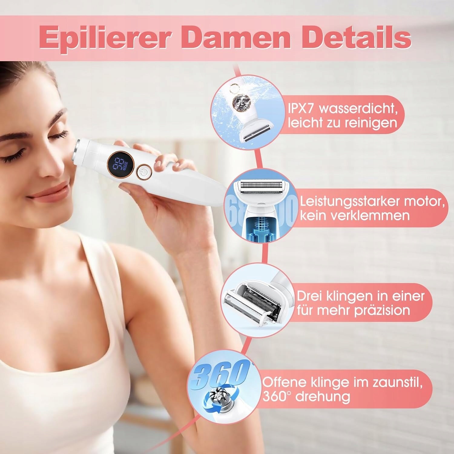WOMEN'S ELECTRIC SHAVER 5IN1 WIRELESS INTIMATE IPX7 LEGS FACE BIKINI Manufacturer code 5905874779340