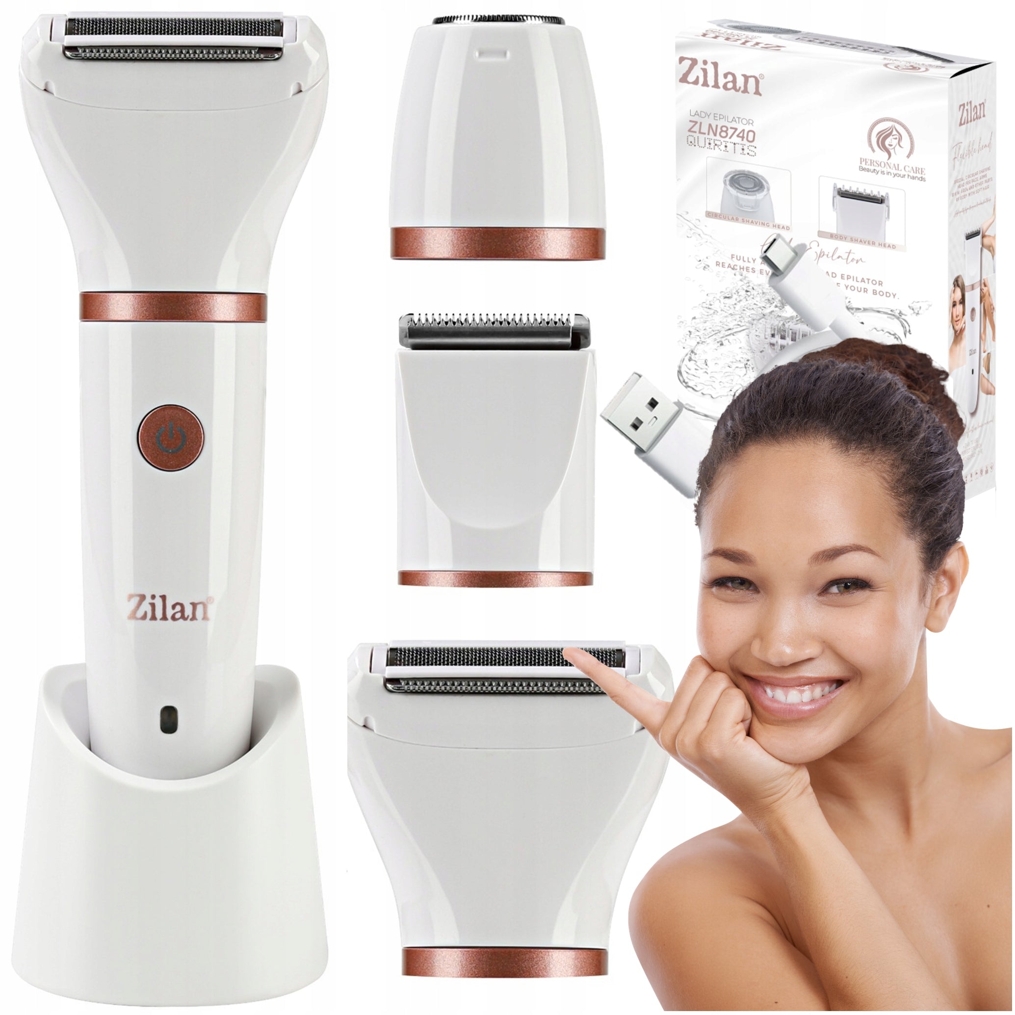 WOMEN'S SHAVER BODY EPILATOR BIKINI LEGS ARMPITS WATERPROOF USB 3IN1