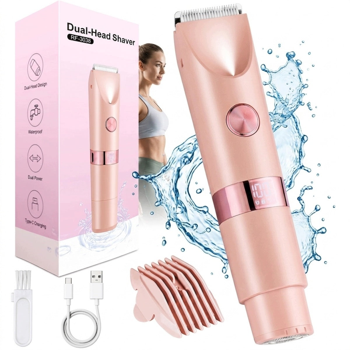 WOMEN'S SHAVER EPILATOR-TRIMMER FOR INTIMATE AREAS,BIKINI,2in1