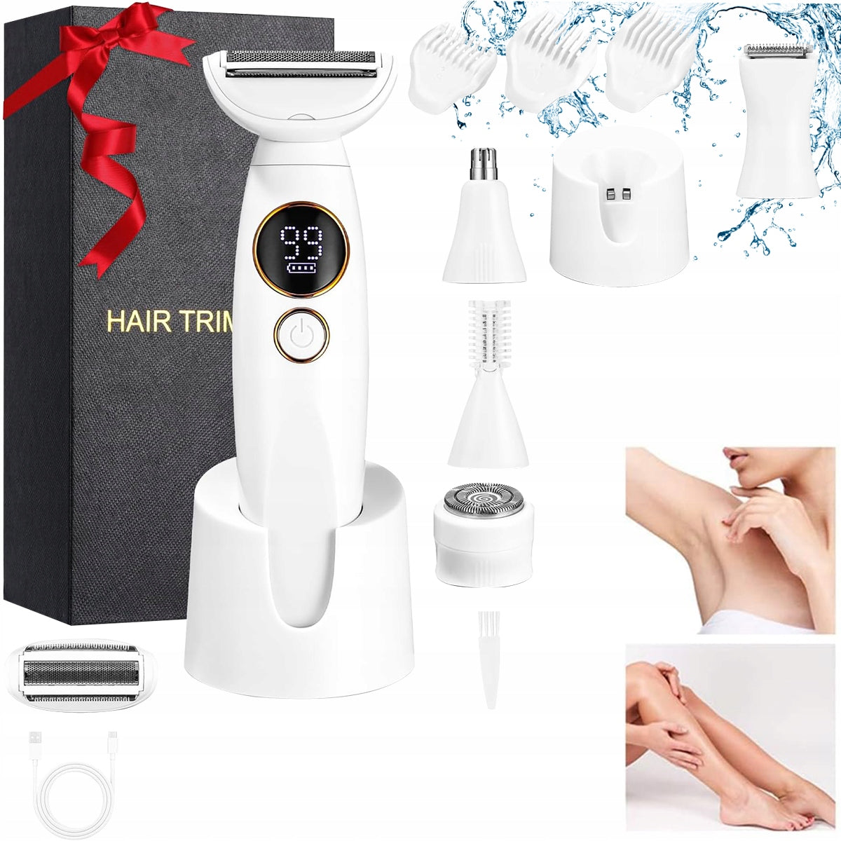 WOMEN'S SHAVER FOR BODY LEGS BIKINI ARMPITS TRIMMER GENTLE USB