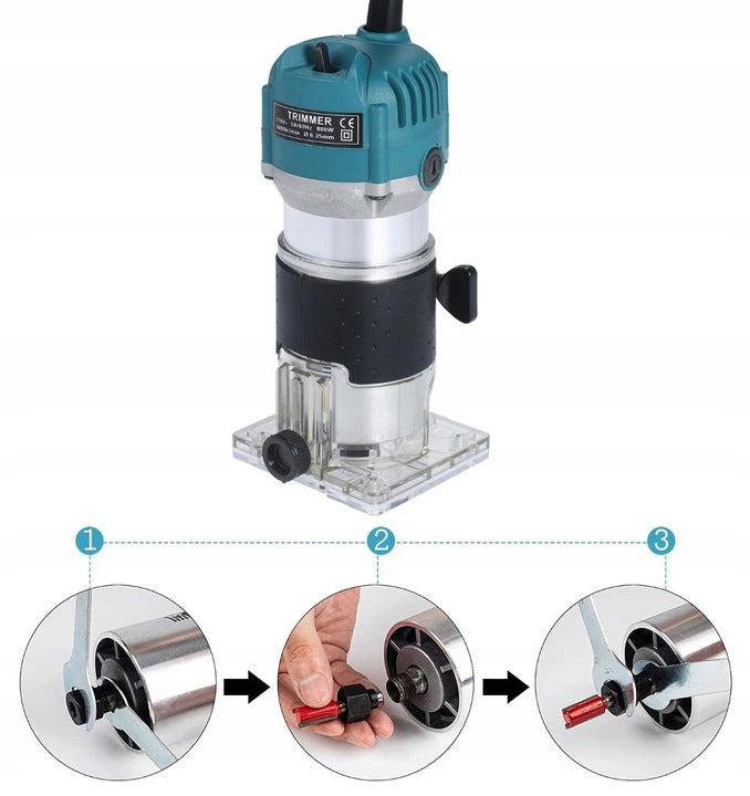 WOOD EDGE ROUTER TRIMMER 800W 30000RPM 6.35mm + 15x CUTTERS Milling machine type edge