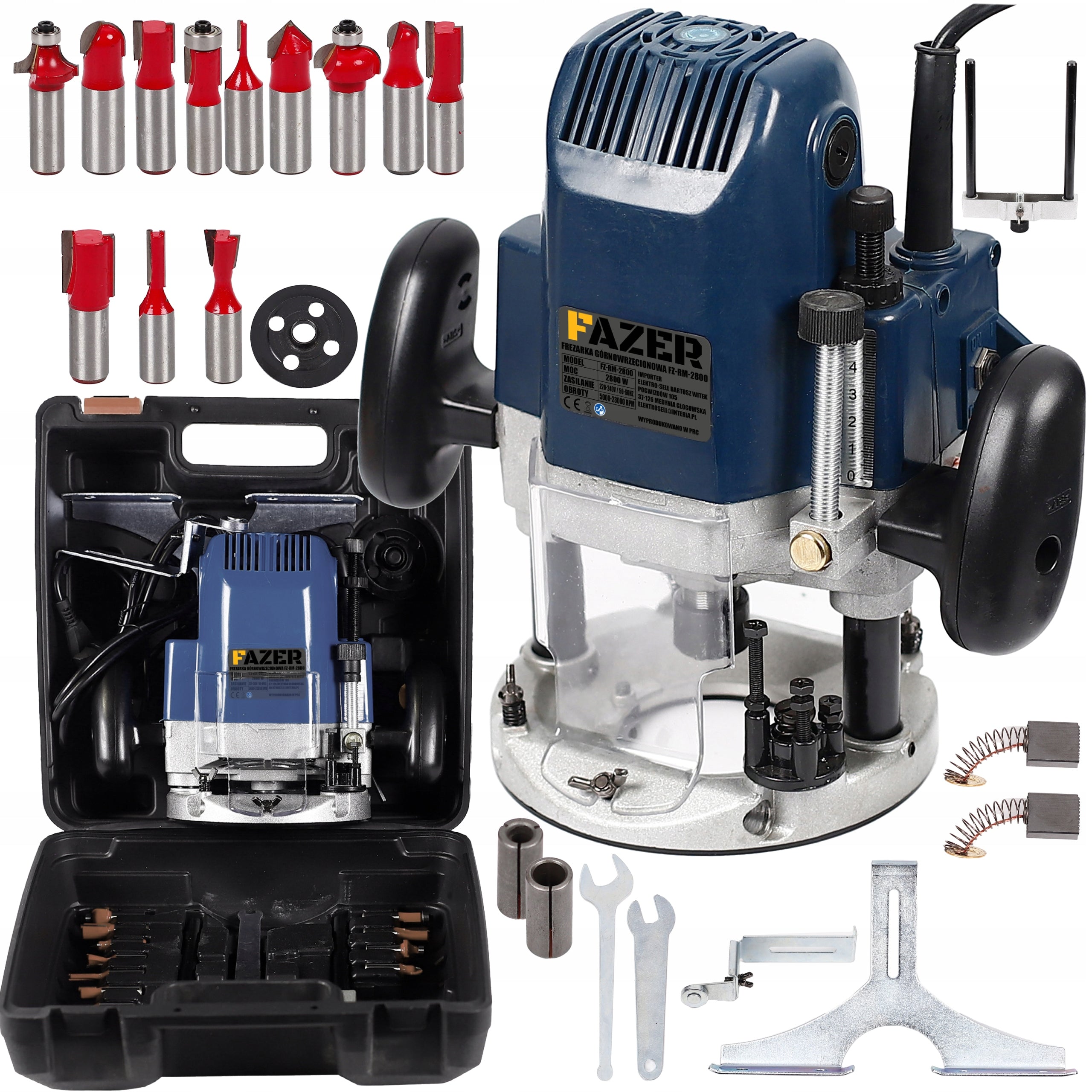 WOOD SPINDLE MILLING MACHINE + CUTTERS SUITCASE SET STRONG 2800W CUTTER