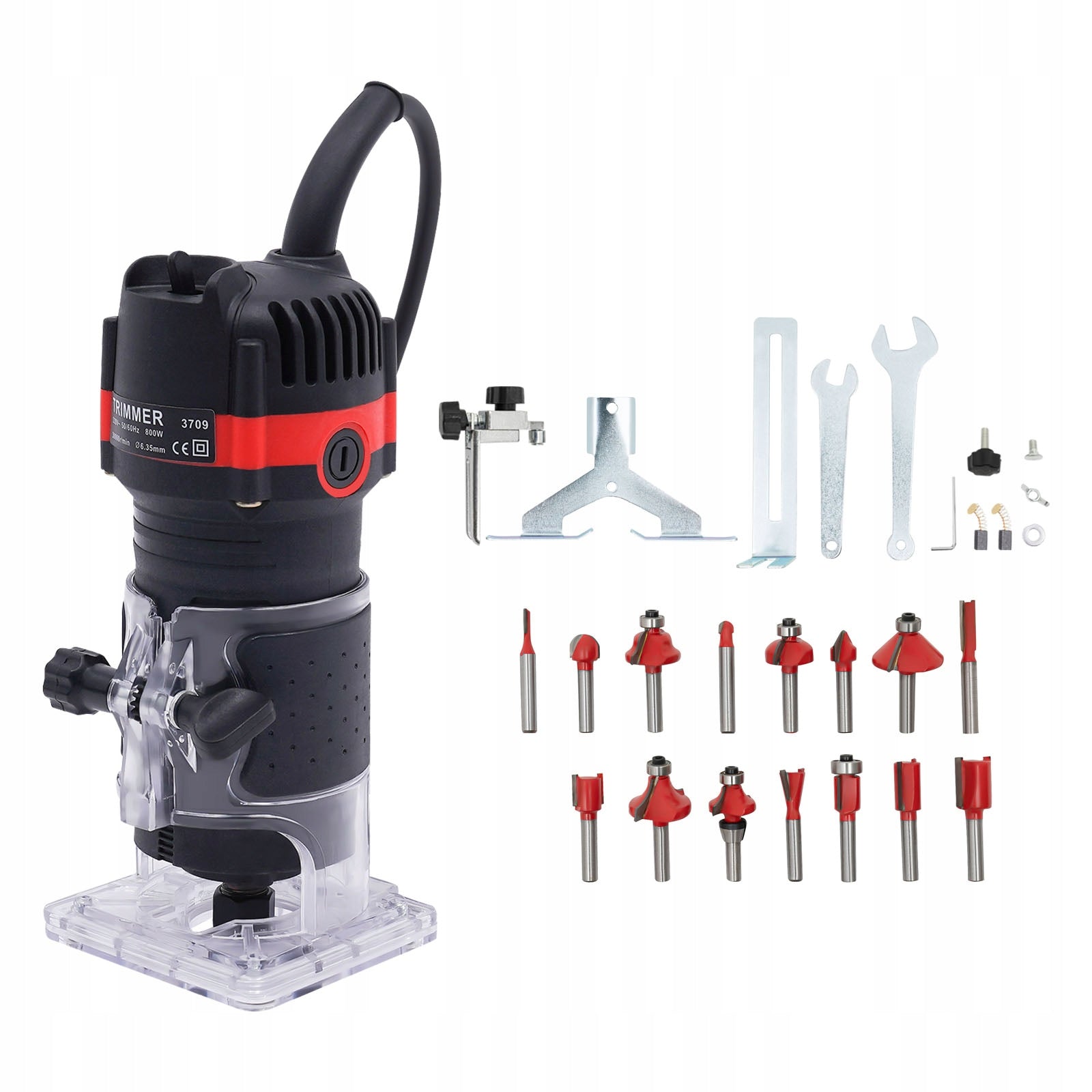 WOOD TRIMMER MILLING MACHINE ELECTRIC MANUAL BASE GUIDES 800W