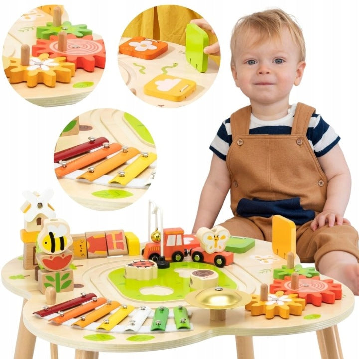 WOODEN Activity Educational Table Pyramid Cymbals TRAIN QUEUE