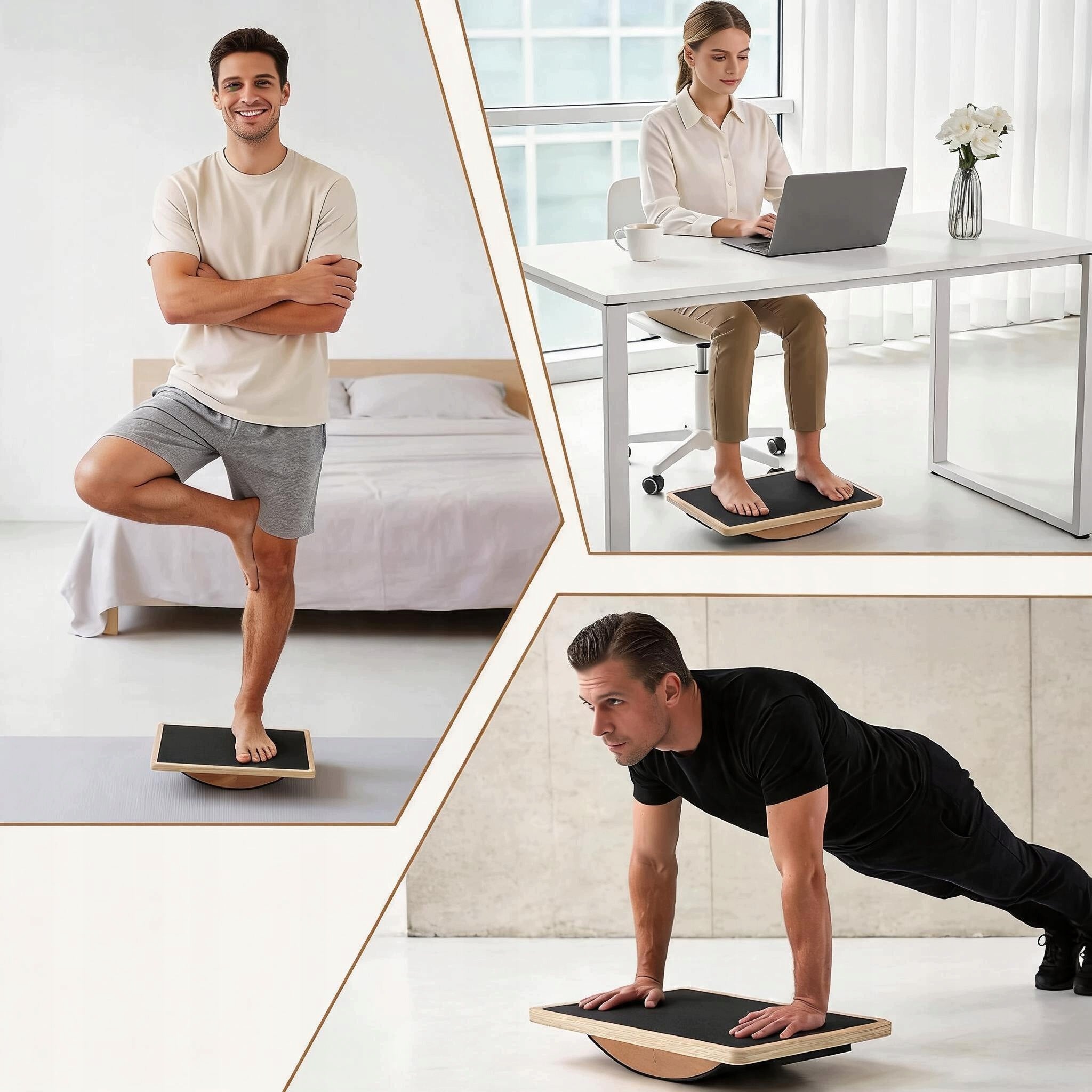 WOODEN BALANCE BOARD, CORE STRENGTH TRAINING, MUSCLE RELAXATION Kind stretching device