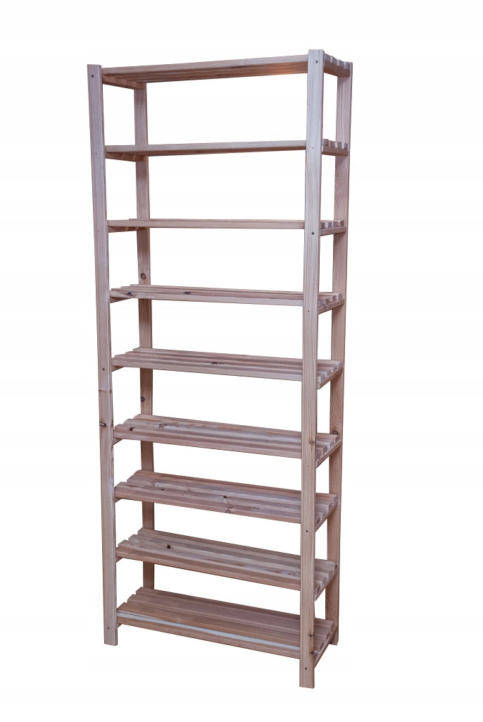 WOODEN BASEMENT BOOKCASE, 9 levels, 195x75x30
