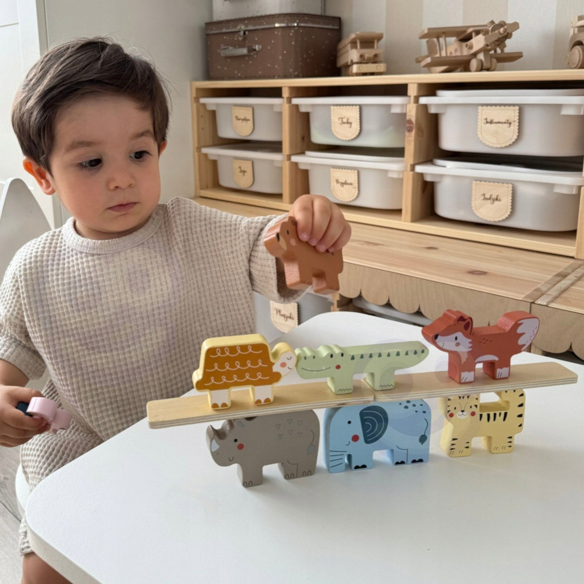 WOODEN BLOCKS ANIMAL MONTESSORI STACKED PUZZLE 9 EL. TOOKY TOY Brand Tooky Toy