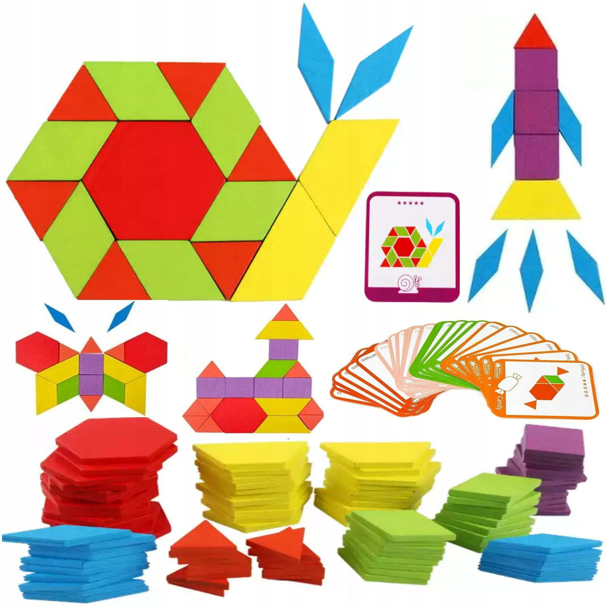 WOODEN BLOCKS PUZZLE MONTESSORI 155el mosaic