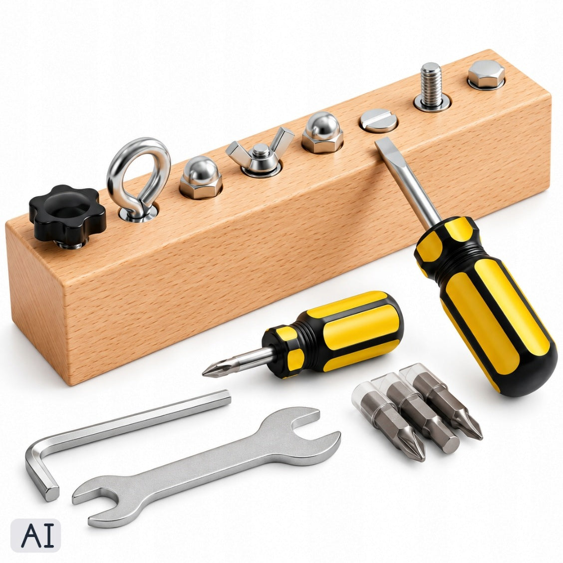 WOODEN BOARD MONTESSORI EDUCATIONAL SCREW LEARNING KIT