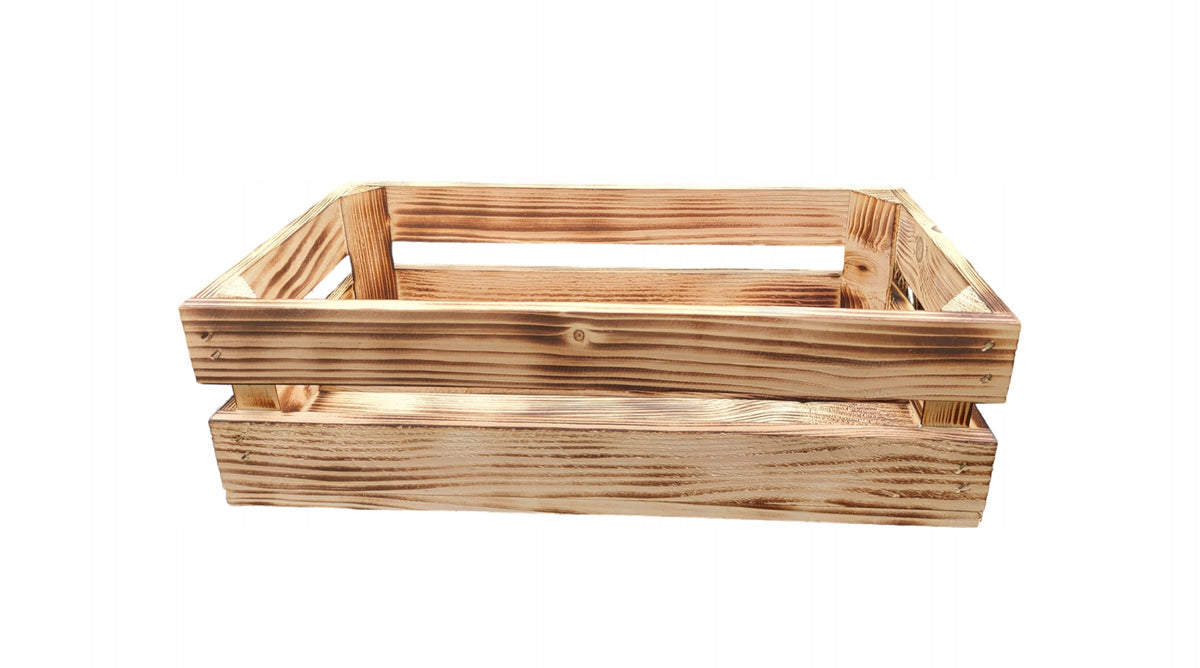 WOODEN BOX natural Tanned fruit BASKET 34x20x13 cm