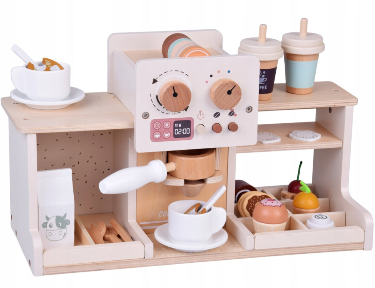 WOODEN CAFE FOR CHILDREN COFFEE SHOP EXPRESS CUPS DESSERTS Brand Mibbi