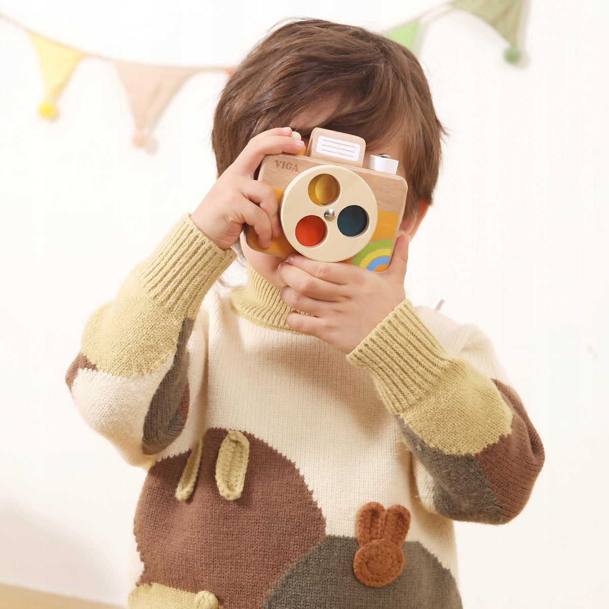 WOODEN CAMERA WITH SOUND COLORFUL SELFIE LENSES VIGA Brand Viga