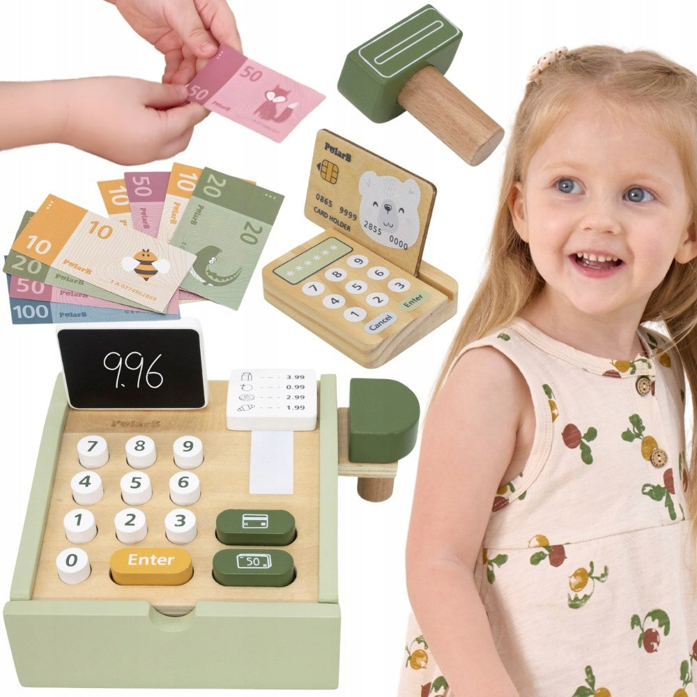 WOODEN CASH REGISTER FOR CHILDREN + ACCESSORIES LEARNING TO COUNT VIGA Brand Viga