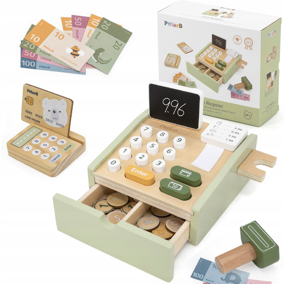 WOODEN CASH REGISTER FOR CHILDREN + ACCESSORIES LEARNING TO COUNT VIGA Manufacturer code 5905323216969