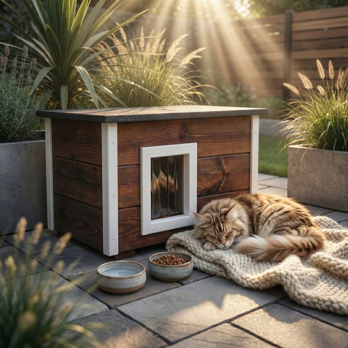 WOODEN CAT KENNEL WHOLE INSULATED WINTER COTTAGE XXL OPENING ROOF Manufacturer code BUD-002