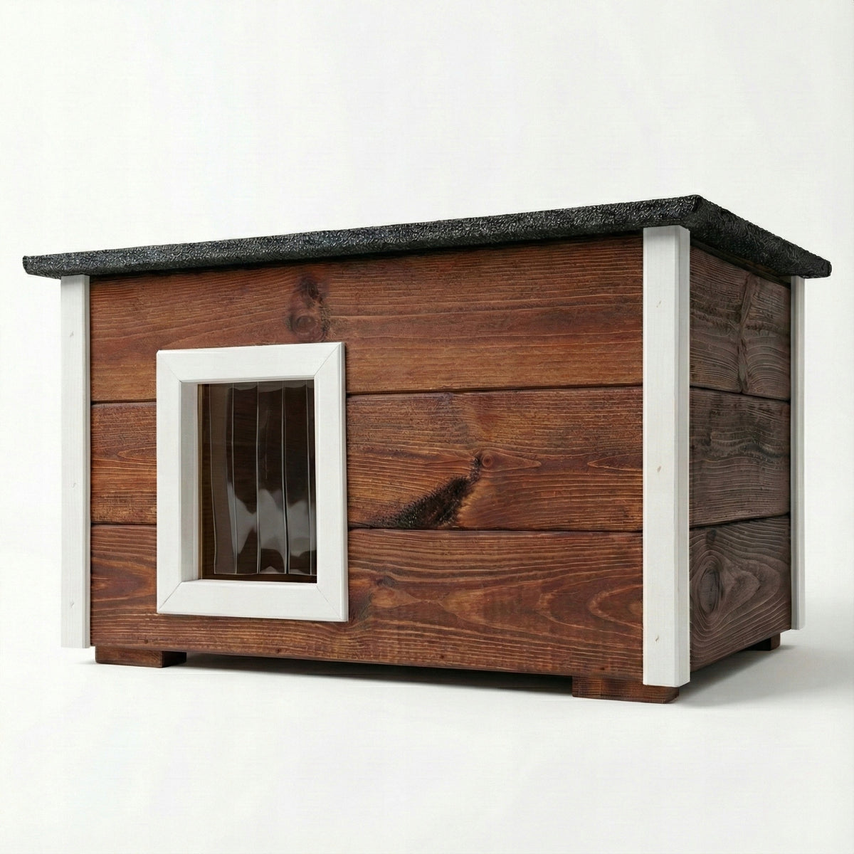 WOODEN CAT KENNEL WHOLE INSULATED WINTER COTTAGE XXL OPENING ROOF