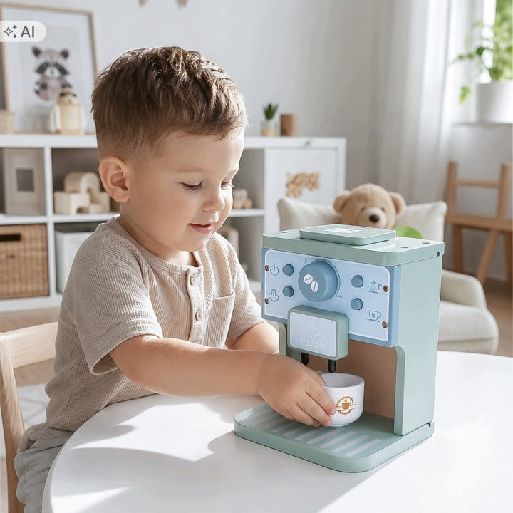 WOODEN COFFEE MAKER FOR CHILDREN WITH CUPS TOY SMALL BARISTA Manufacturer code 0155