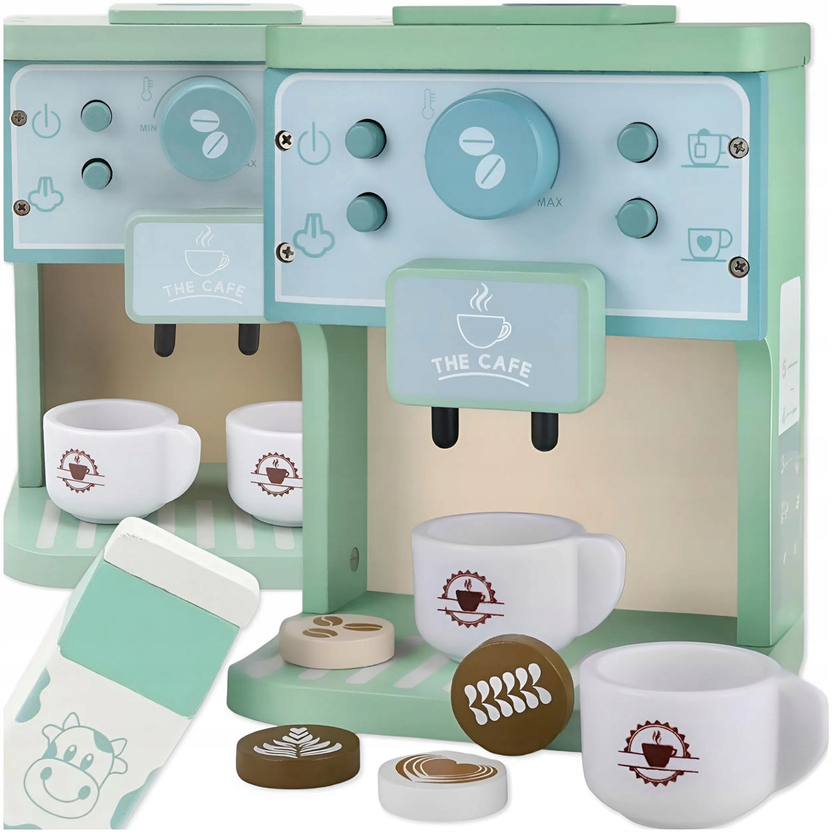 WOODEN COFFEE MAKER FOR CHILDREN WITH KITCHEN ACCESSORIES CUPS GIFT