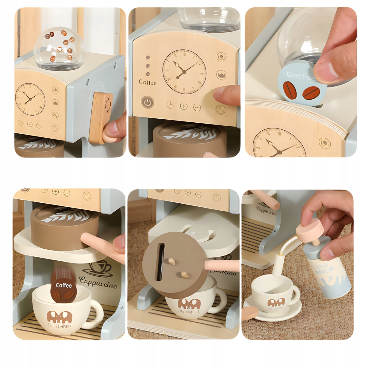 WOODEN COFFEE MAKER FOR KIDS SET CAFE ACCESSORIES BEAUTIFUL LARGE Manufacturer code MAŁE DROBNE AGD PIĘKNY INTERAKTYWNY