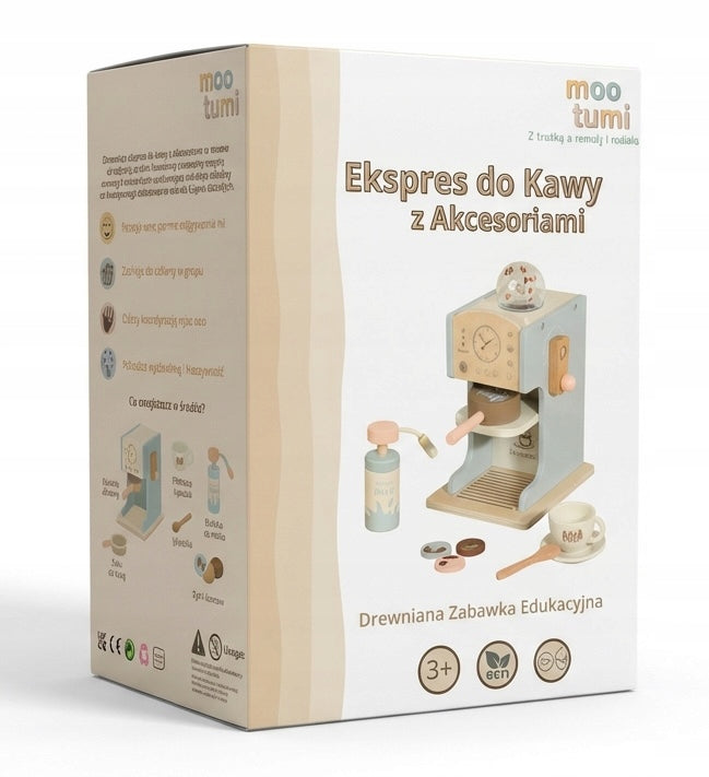 WOODEN COFFEE MAKER FOR KIDS SET CAFE ACCESSORIES BEAUTIFUL LARGE Packaging status original