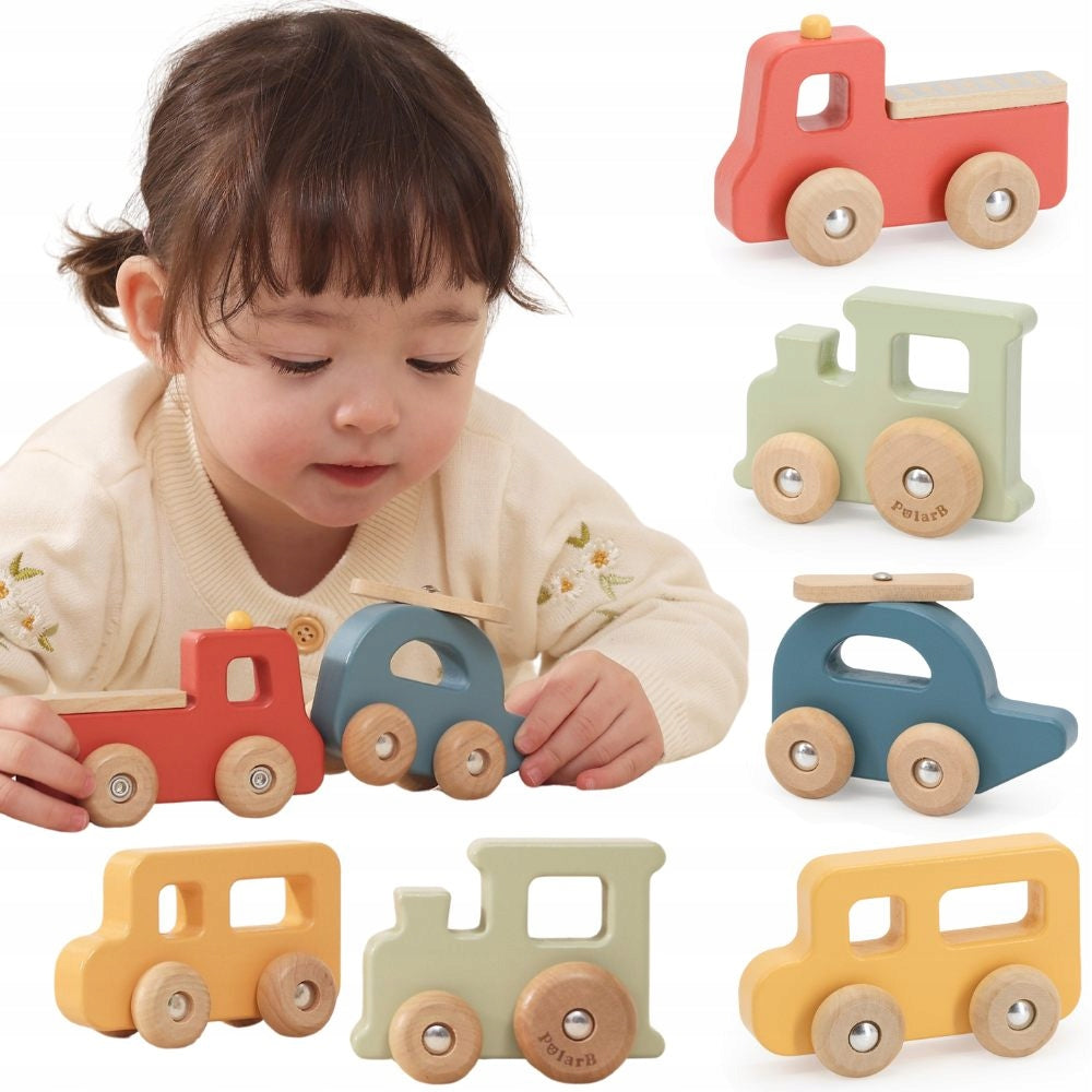 WOODEN COLORED VEHICLES SET OF 4PCS VIGA POLARB