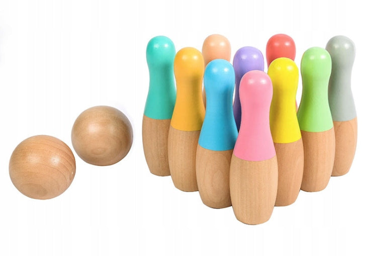 WOODEN COLORFUL BOWLING FOR CHILDREN BOWLING GIFT