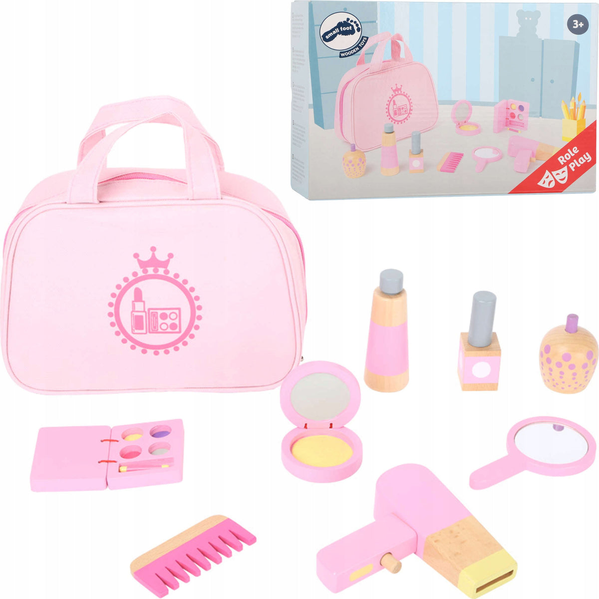 WOODEN COSMETIC BAG SET WITH ACCESSORIES