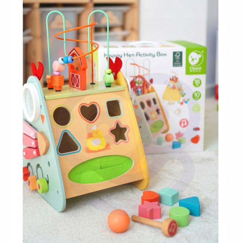 WOODEN CUBE MONTESSORI BOX ACTIVITY SORTER LOOP CYMBAL FARM XXL Manufacturer code 6927049021725