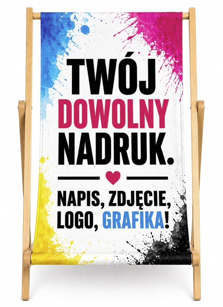 WOODEN DECKCHAIR WITH YOUR ANY LOGO PRINT GRAPHIC PHOTO ADVERTISING Packaging status original