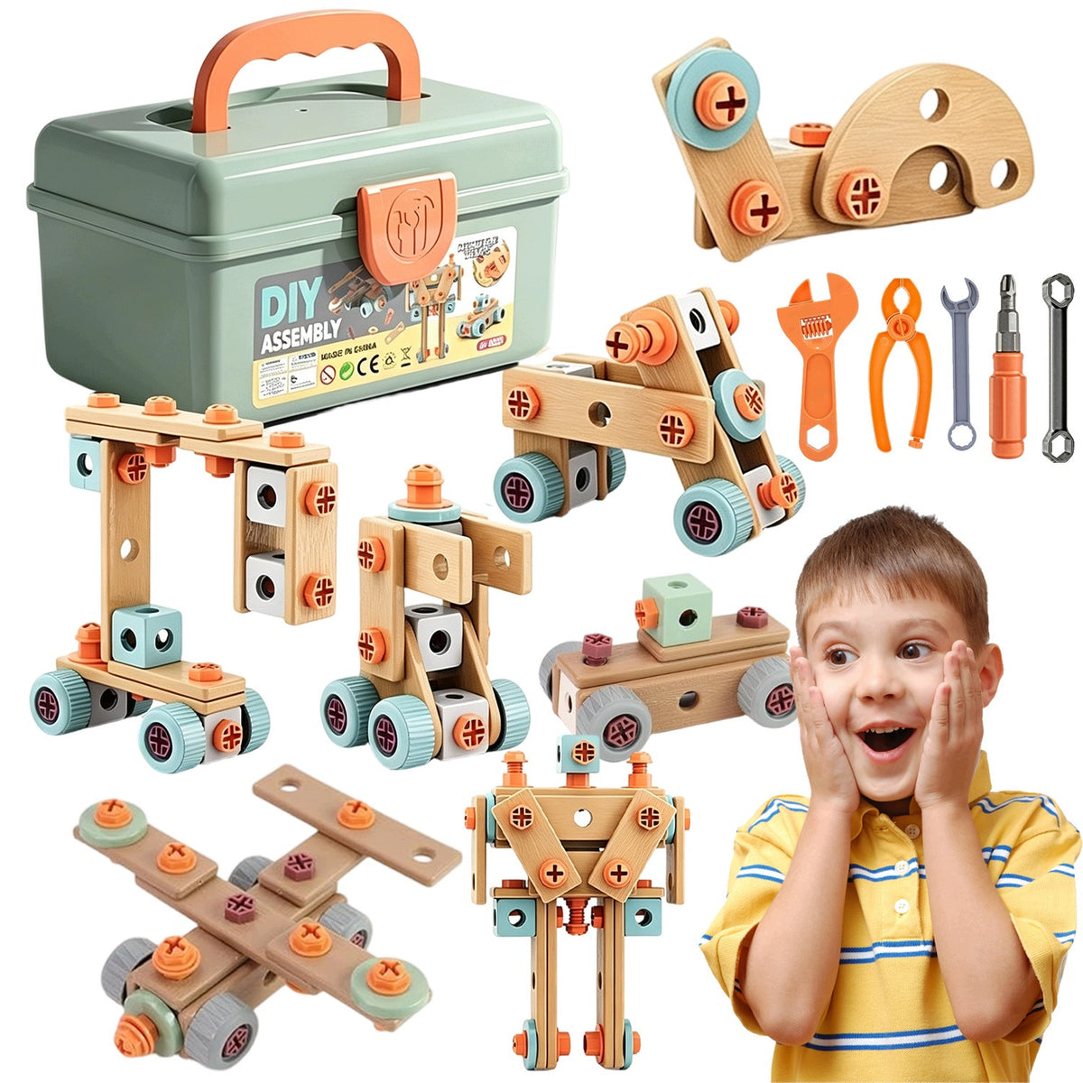 WOODEN DIY SET 144 ELEMENTS CONSTRUCTION TOY CHILDREN