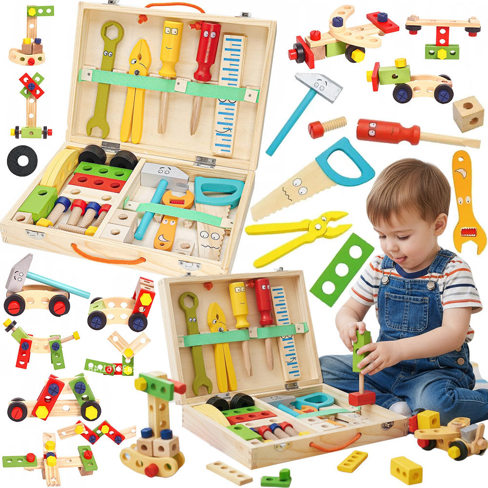 WOODEN DIY TOOL SET WORKSHOP CASE 35e