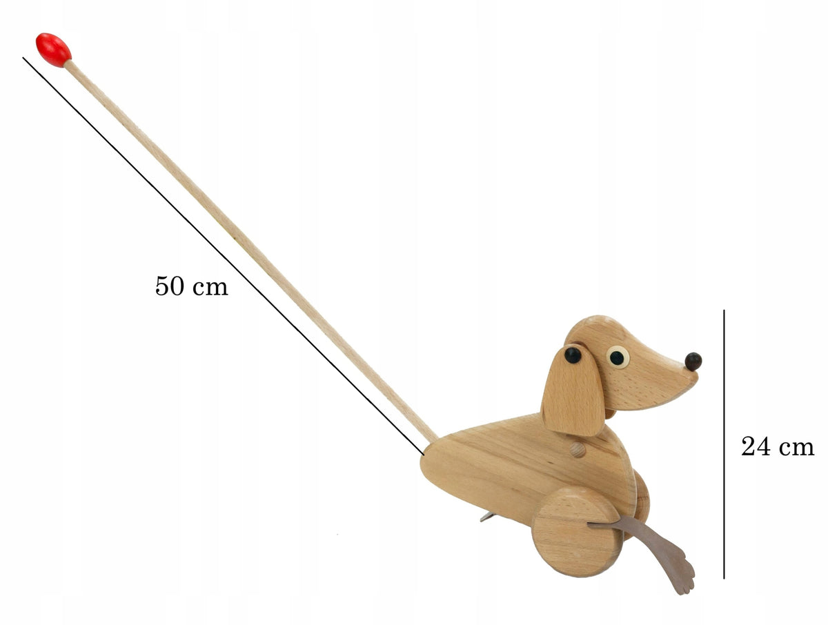 WOODEN DOG pusher head NATURAL PL Brand Peewit