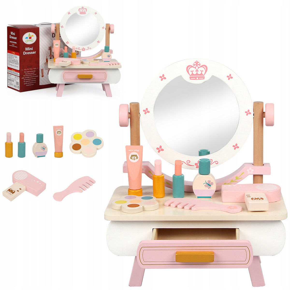 WOODEN DRESSING TABLE FOR GIRLS CHILDREN + accessories