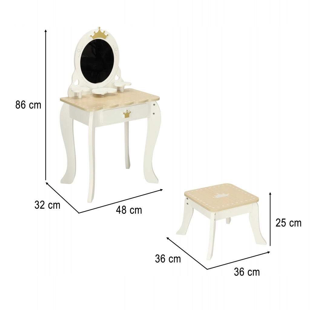 WOODEN DRESSING TABLE FOR GIRLS COSMETICS LARGE STOOL STRONG GIFT Manufacturer code 5903039750968