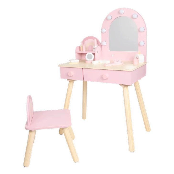 WOODEN DRESSING TABLE FOR GIRLS MINI MATTERS - PINK - WITH STOOL Packaging status original