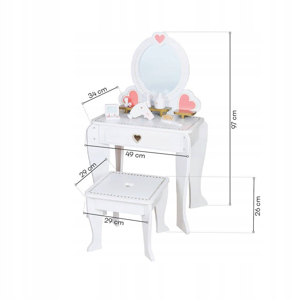 WOODEN DRESSING TABLE FOR GIRLS WITH MIRROR DRAWER MAKEUP ACCESSORIES Packaging status original