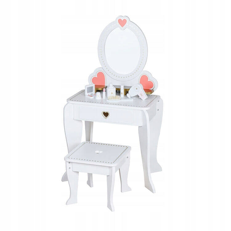WOODEN DRESSING TABLE FOR GIRLS WITH MIRROR DRAWER MAKEUP ACCESSORIES