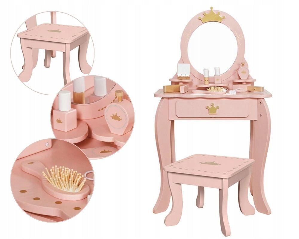 WOODEN DRESSING TABLE FOR GIRLS WITH MIRROR PLAY ACCESSORIES GIFT Packaging status original