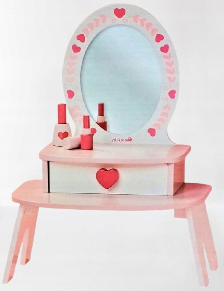 WOODEN DRESSING TABLE WITH ACCESSORIES ELEFUN pink