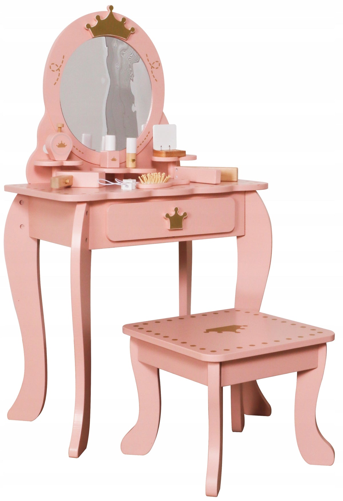 WOODEN DRESSING TABLE WITH ACCESSORIES FOR GIRLS MIRROR STOOL PRINCESS EAN (GTIN) 5904996064785