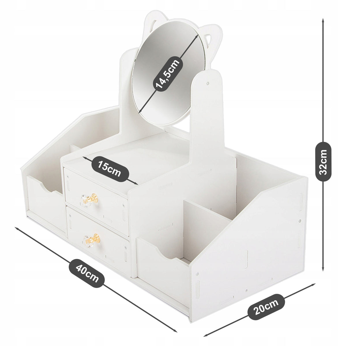 WOODEN DRESSING TABLE WITH EARS MIRROR ORGAIZER FOR DESK WHITE CHEST OF DRAWERS 3+ Manufacturer code Z2362