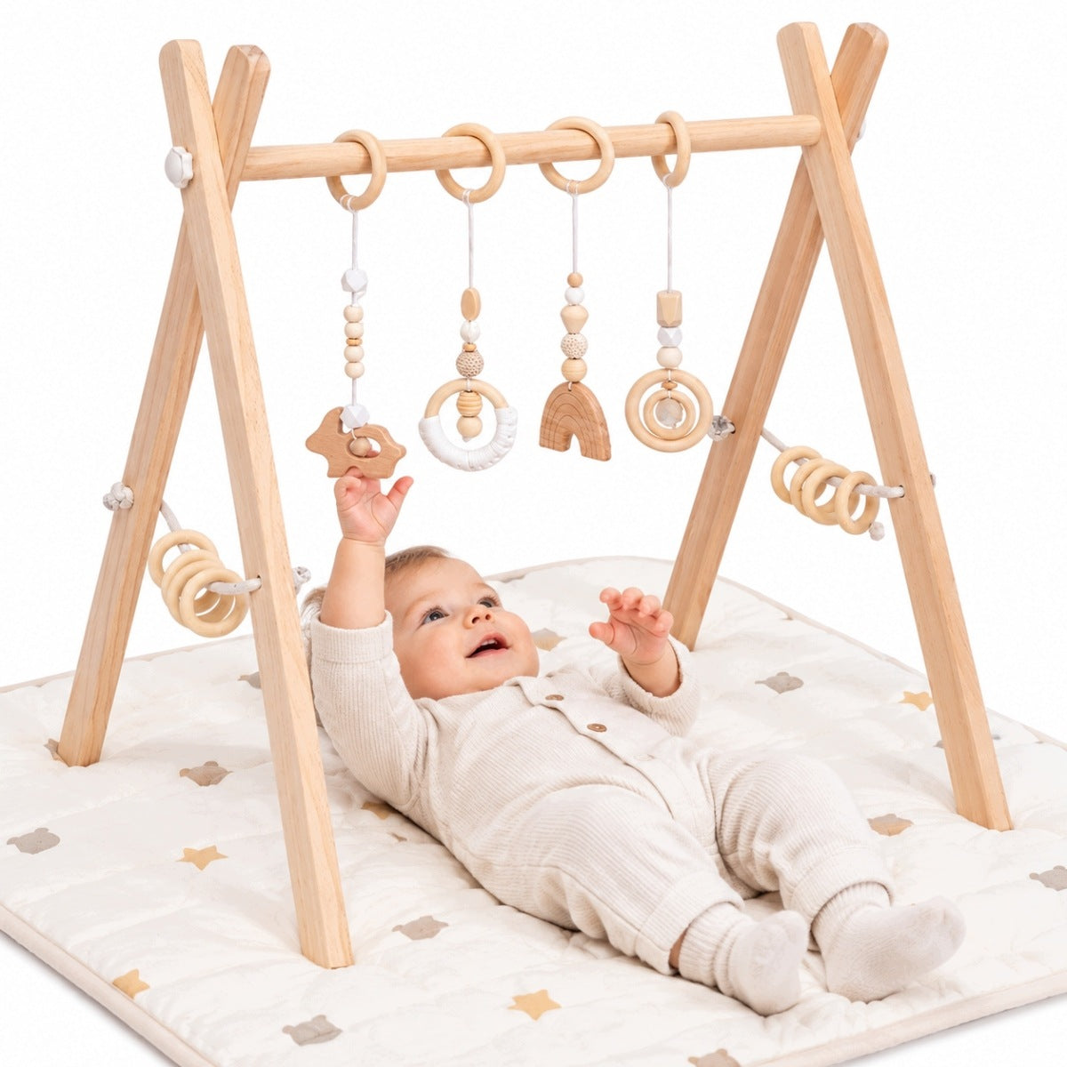 WOODEN EDUCATIONAL STAND BABY GYM+ 4 PENDANTS
